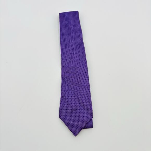 Ermenegildo Zegna Tie Silk Purple Geometric Men’s Luxury Italy - Picture 1 of 3